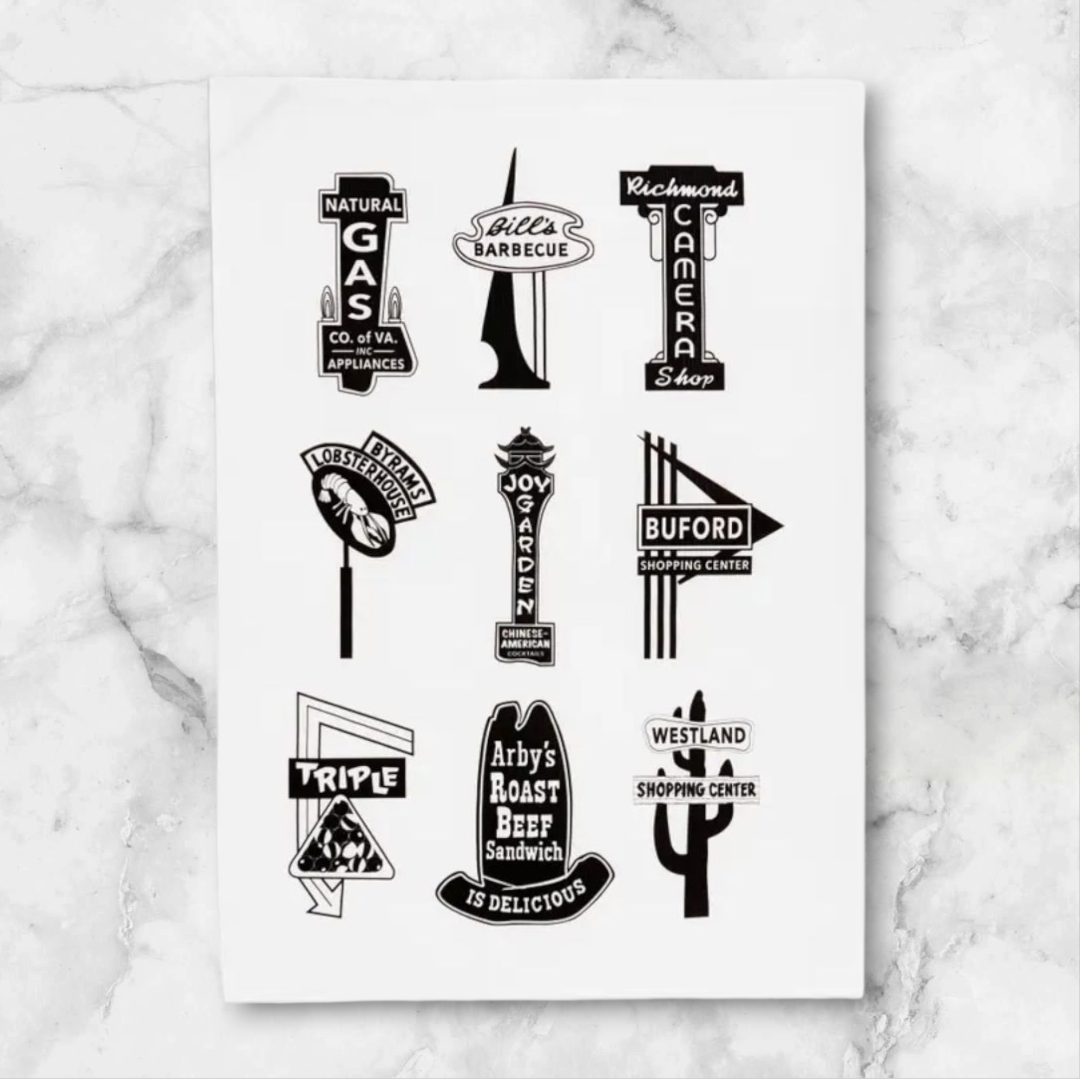 Retro Neon Signs of Richmond Tea Towel