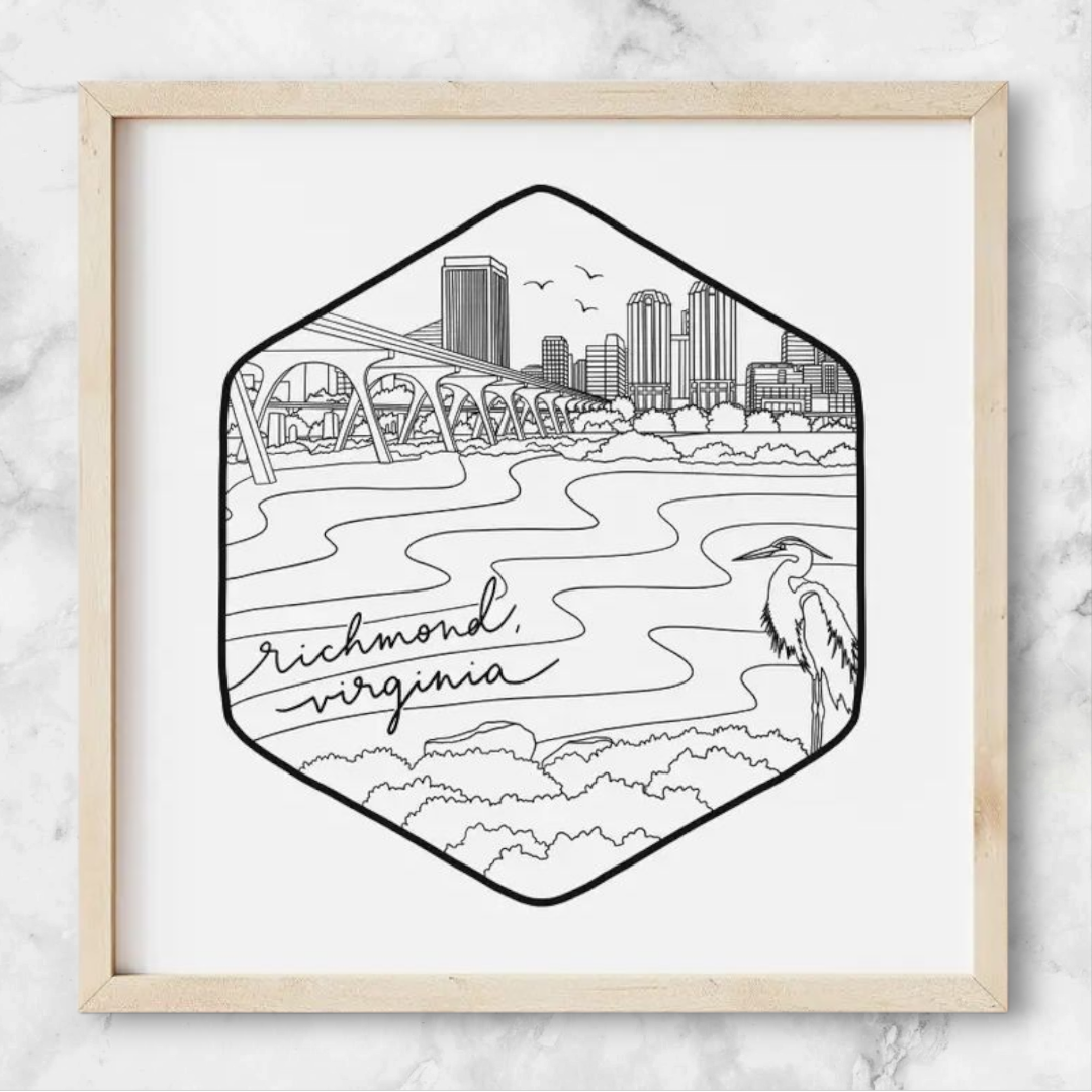 Richmond, Va - 8x8 Square Art Print Framed